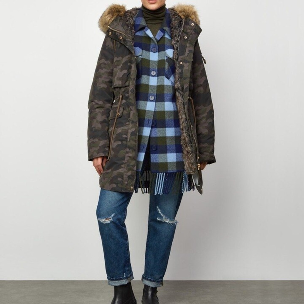 Parka‎ London Women's Caversham Faux Fur Parka Camo Small Lined Faux Fur Hood
